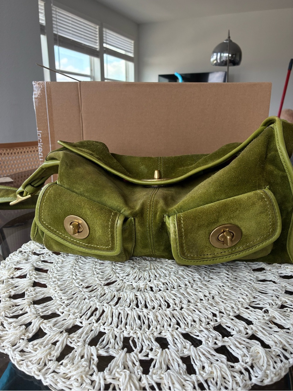 Coach 65th anniversary green haversack bleeker
